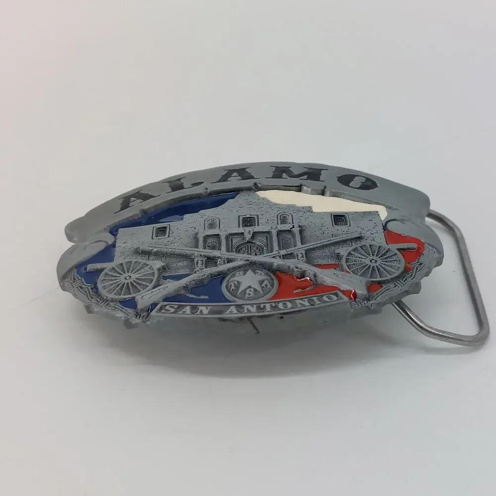 Alamo San Antonio Texas Star Belt Buckle Enamel Western